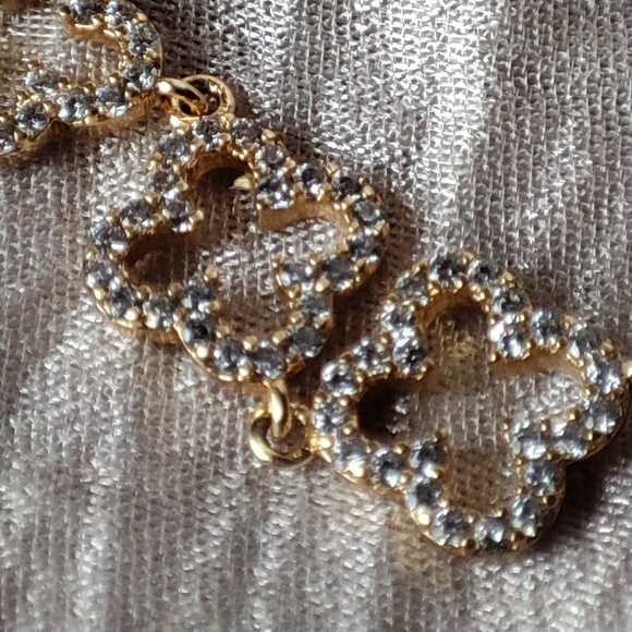 BR Banana Republic Clover Clear Rhinestone Gold Tone Slide Bracelet EUC - Picture 2 of 10